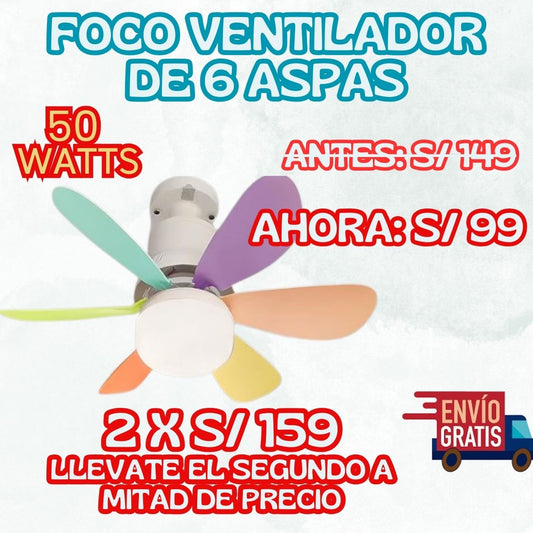 Foco Ventilador de 6 Aspas 50 Watts
