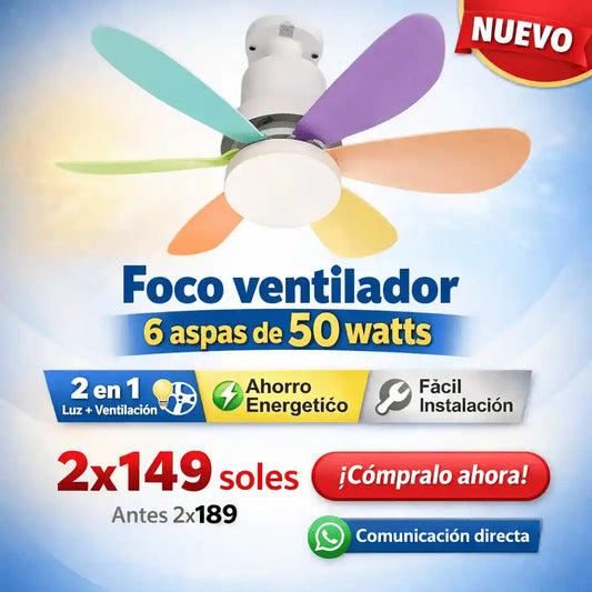 Foco Ventilador de 6 Aspas 50 Watts