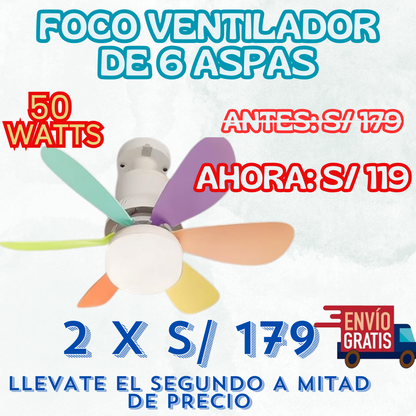 Foco Ventilador de 6 Aspas 50 Watts