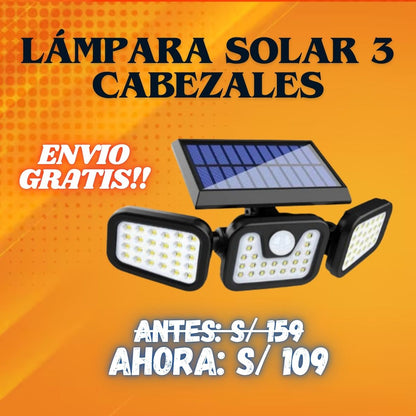 Lampara Solar 3 cabezales